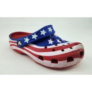 Crocs Junior Size 3 Classic Clog USA Flag Red White & Blue Right Shoe Only